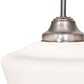 Meyda Lighting Schoolhouse 12" Brushed Nickel Mini Pendant Light With White Opal Traditional Globe Shade Glass