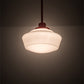 Meyda Lighting Schoolhouse 16" Candy Red Pendant Light With White Opal Shade Glass