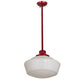 Meyda Lighting Schoolhouse 16" Candy Red Pendant Light With White Opal Shade Glass