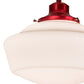 Meyda Lighting Schoolhouse 16" Candy Red Pendant Light With White Opal Shade Glass