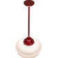 Meyda Lighting Schoolhouse 16" Candy Red Pendant Light With White Opal Shade Glass