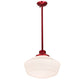 Meyda Lighting Schoolhouse 16" Candy Red Pendant Light With White Opal Shade Glass