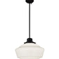 Meyda Lighting Schoolhouse 16" Craftsman Brown Pendant Light With White Opal Shade Glass