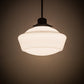 Meyda Lighting Schoolhouse 16" Craftsman Brown Pendant Light With White Opal Shade Glass