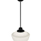 Meyda Lighting Schoolhouse 16" Craftsman Brown Pendant Light With White Opal Shade Glass