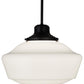 Meyda Lighting Schoolhouse 16" Craftsman Brown Pendant Light With White Opal Shade Glass