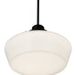 Meyda Lighting Schoolhouse 16" Craftsman Brown Pendant Light With White Opal Shade Glass