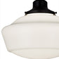 Meyda Lighting Schoolhouse 16" Craftsman Brown Pendant Light With White Opal Shade Glass