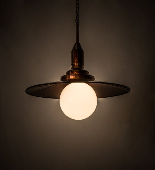 Meyda Lighting Schotel 32" Transparent Copper Over Extreme Chrome Pendant Light With White Shade Glass