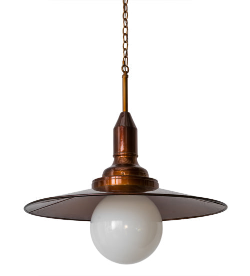 Meyda Lighting Schotel 32" Transparent Copper Over Extreme Chrome Pendant Light With White Shade Glass