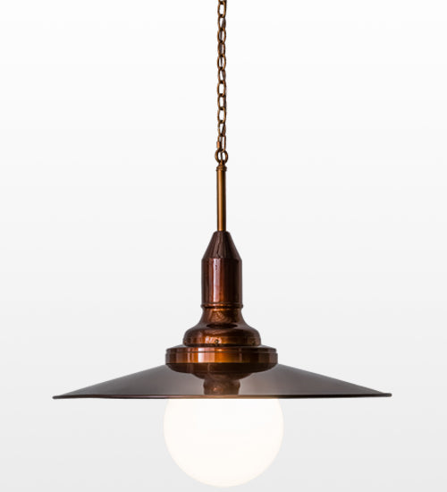 Meyda Lighting Schotel 32" Transparent Copper Over Extreme Chrome Pendant Light With White Shade Glass