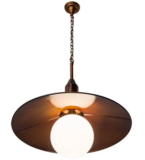 Meyda Lighting Schotel 32" Transparent Copper Over Extreme Chrome Pendant Light With White Shade Glass