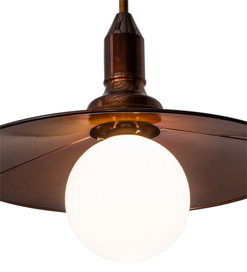 Meyda Lighting Schotel 32" Transparent Copper Over Extreme Chrome Pendant Light With White Shade Glass