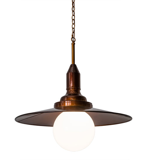 Meyda Lighting Schotel 32" Transparent Copper Over Extreme Chrome Pendant Light With White Shade Glass