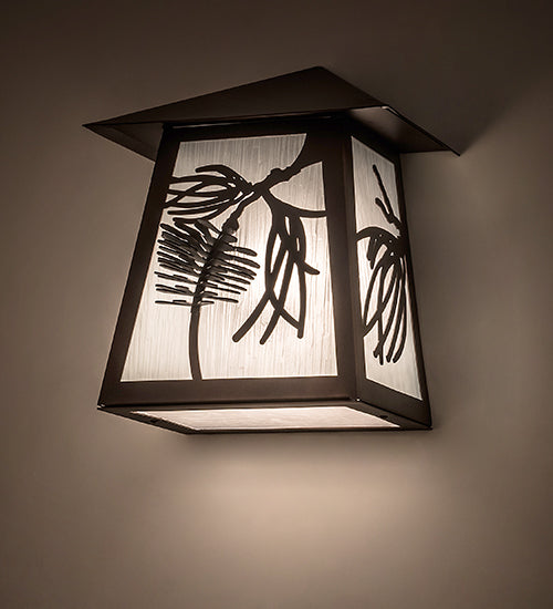 Meyda Lighting Scotch Pine 12" Mahogany Bronze Wall Sconce With Frosted Seeded Shade Glass