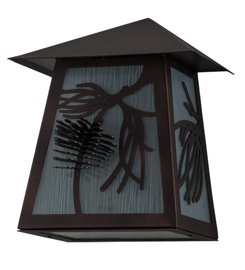 Meyda Lighting Scotch Pine 12" Mahogany Bronze Wall Sconce With Frosted Seeded Shade Glass