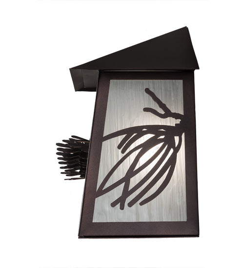 Meyda Lighting Scotch Pine 12" Mahogany Bronze Wall Sconce With Frosted Seeded Shade Glass