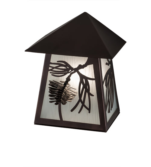 Meyda Lighting Scotch Pine 12" Mahogany Bronze Wall Sconce With Frosted Seeded Shade Glass