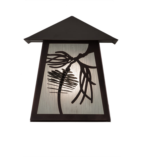 Meyda Lighting Scotch Pine 12" Mahogany Bronze Wall Sconce With Frosted Seeded Shade Glass