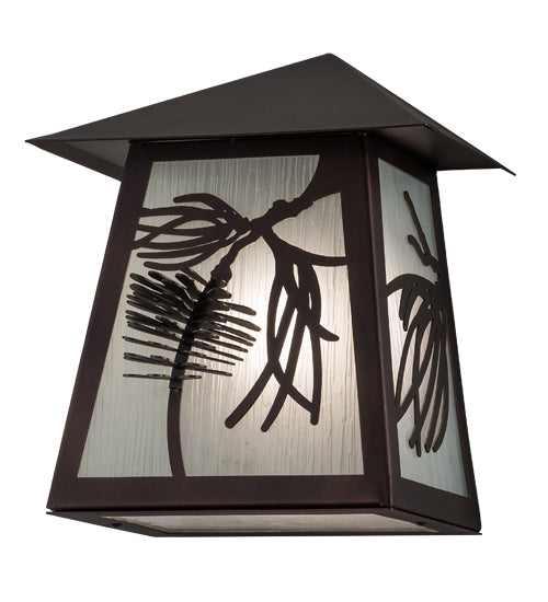 Meyda Lighting Scotch Pine 12" Mahogany Bronze Wall Sconce With Frosted Seeded Shade Glass