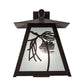 Meyda Lighting Scotch Pine 14" Mahogany Bronze Home Security Wall Sconce With Frosted Rainyvue & Frosted Seeded Shade Glass