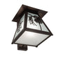 Meyda Lighting Scotch Pine 14" Mahogany Bronze Home Security Wall Sconce With Frosted Rainyvue & Frosted Seeded Shade Glass