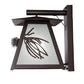 Meyda Lighting Scotch Pine 14" Mahogany Bronze Home Security Wall Sconce With Frosted Rainyvue & Frosted Seeded Shade Glass