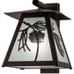 Meyda Lighting Scotch Pine 14" Mahogany Bronze Home Security Wall Sconce With Frosted Rainyvue & Frosted Seeded Shade Glass