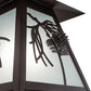 Meyda Lighting Scotch Pine 14" Mahogany Bronze Wall Sconce With Frosted Rainyvue & Frosted Seeded Shade Glass