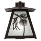 Meyda Lighting Scotch Pine 14" Mahogany Bronze Wall Sconce With Frosted Rainyvue & Frosted Seeded Shade Glass