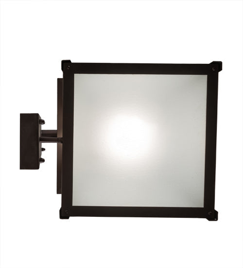 Meyda Lighting Scotch Pine 14" Mahogany Bronze Wall Sconce With Frosted Rainyvue & Frosted Seeded Shade Glass