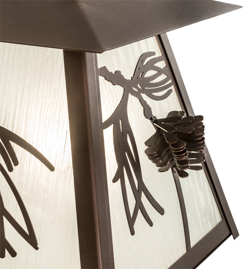 Meyda Lighting Scotch Pine 193369 14" Mahogany Bronze Wall Sconce With Frosted Rainyvue & Frosted Seeded Shade Glass