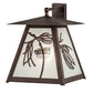 Meyda Lighting Scotch Pine 193369 14" Mahogany Bronze Wall Sconce With Frosted Rainyvue & Frosted Seeded Shade Glass