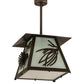 Meyda Lighting Scotch Pine 20" Mahogany Bronze Pendant Light With Frosted Seeded Shade Glass