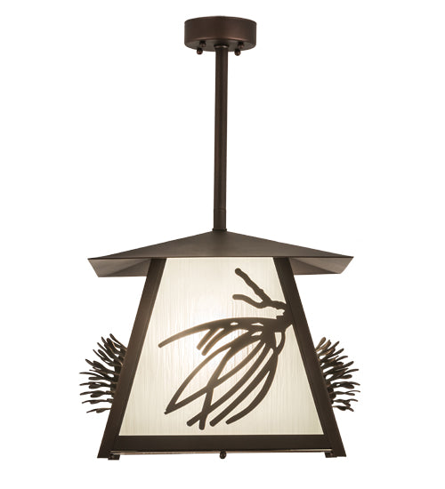 Meyda Lighting Scotch Pine 20" Mahogany Bronze Pendant Light With Frosted Seeded Shade Glass