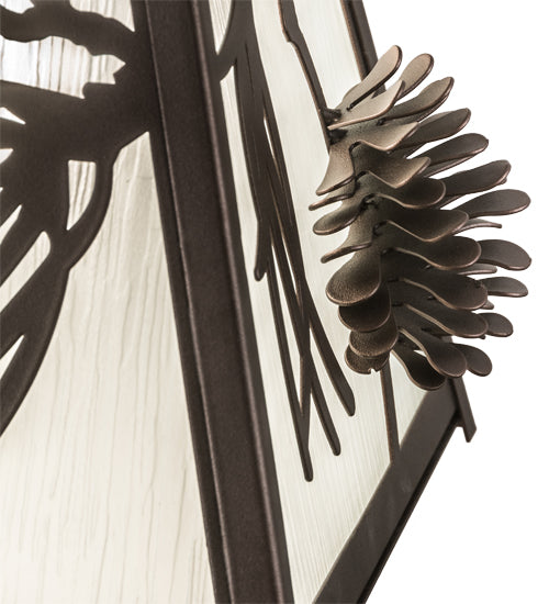Meyda Lighting Scotch Pine 20" Mahogany Bronze Pendant Light With Frosted Seeded Shade Glass