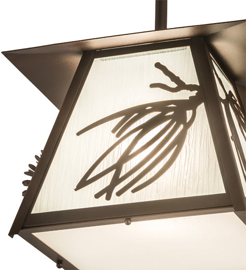 Meyda Lighting Scotch Pine 20" Mahogany Bronze Pendant Light With Frosted Seeded Shade Glass