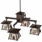 Meyda Lighting Scotch Pine 40" 4-Light Mahogany Bronze Chandelier With Frosted Seeded Shade Glass