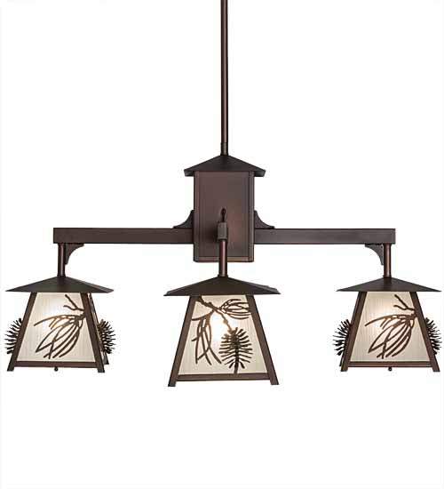 Meyda Lighting Scotch Pine 40" 4-Light Mahogany Bronze Chandelier With Frosted Seeded Shade Glass