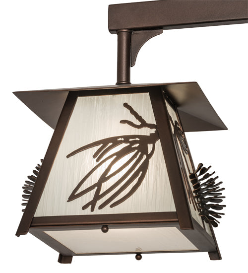 Meyda Lighting Scotch Pine 40" 4-Light Mahogany Bronze Chandelier With Frosted Seeded Shade Glass