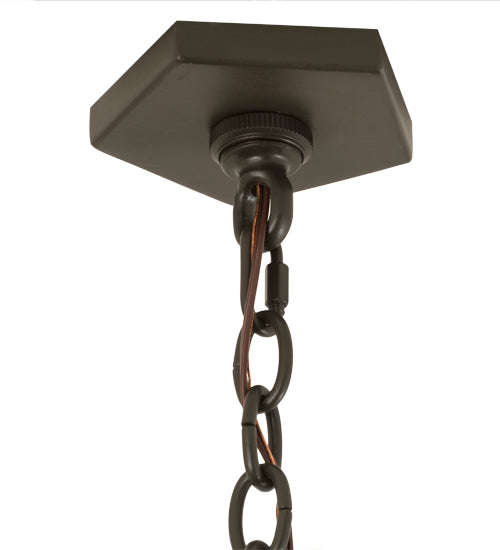 Meyda Lighting Scotch Pine 40" 5-Light Timeless Bronze Chandelier With Silver Mica Shade Glass