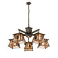 Meyda Lighting Scotch Pine 40" 5-Light Timeless Bronze Chandelier With Silver Mica Shade Glass
