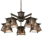 Meyda Lighting Scotch Pine 40" 5-Light Timeless Bronze Chandelier With Silver Mica Shade Glass