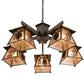 Meyda Lighting Scotch Pine 40" 5-Light Timeless Bronze Chandelier With Silver Mica Shade Glass