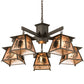 Meyda Lighting Scotch Pine 40" 5-Light Timeless Bronze Chandelier With Silver Mica Shade Glass