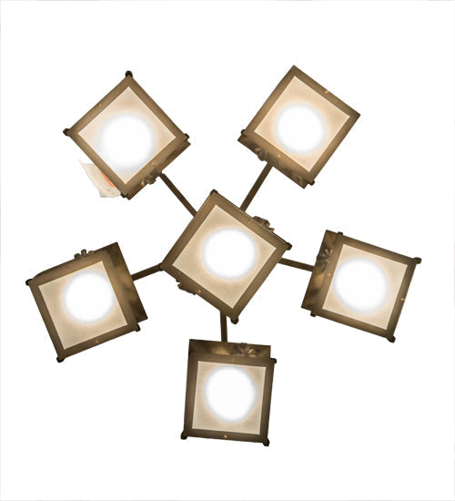 Meyda Lighting Scotch Pine 40" 6-Light Dark Burnished Antique Copper Chandelier With Frosted Seeded Shade Glass