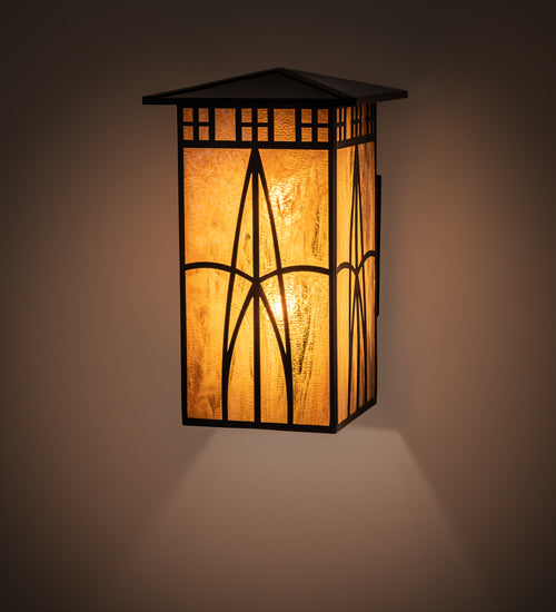 Meyda Lighting Scottsdale 12" 2-Light Timeless Bronze Mission Pendant Light With Honey Amber Shade Glass