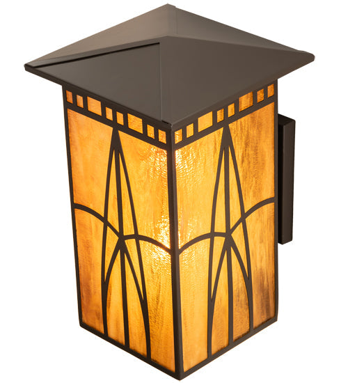 Meyda Lighting Scottsdale 12" 2-Light Timeless Bronze Mission Pendant Light With Honey Amber Shade Glass