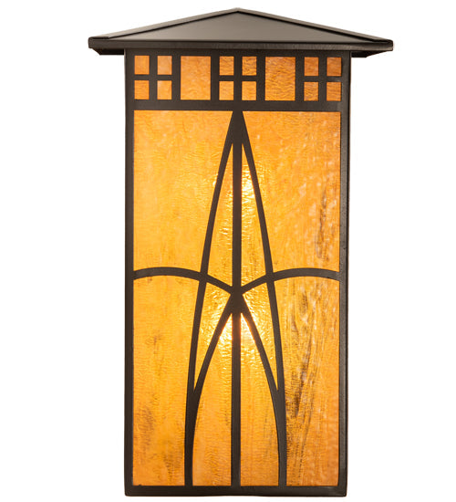 Meyda Lighting Scottsdale 12" 2-Light Timeless Bronze Mission Pendant Light With Honey Amber Shade Glass