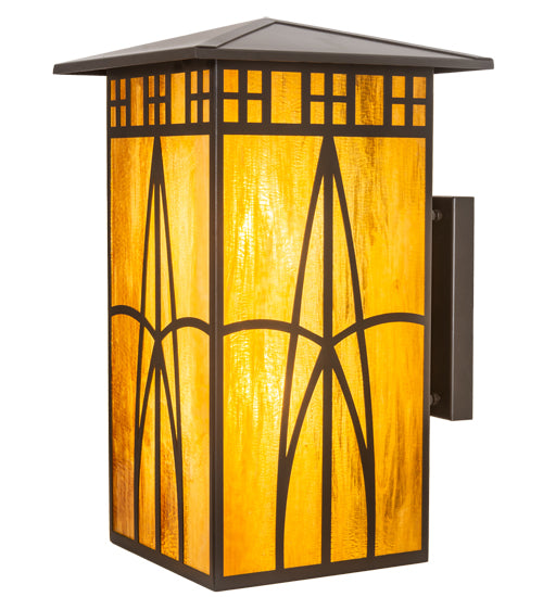 Meyda Lighting Scottsdale 12" 2-Light Timeless Bronze Mission Pendant Light With Honey Amber Shade Glass